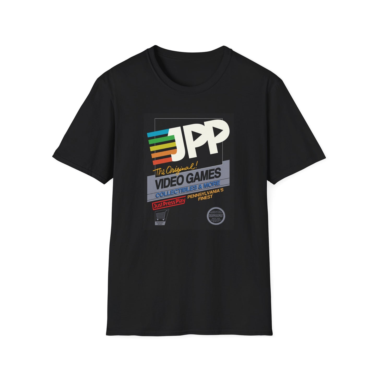 Just Press Play Unisex Softstyle T-Shirt - Black Box