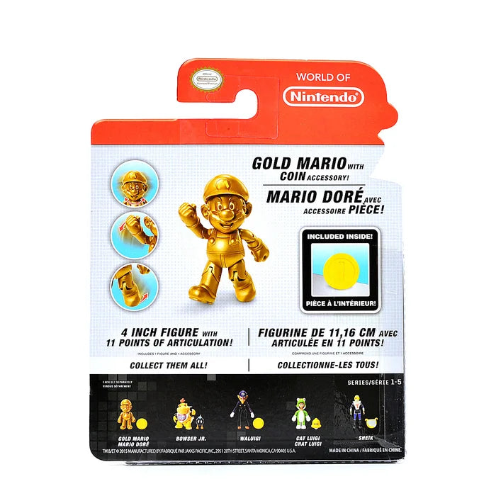 Super Mario Gold Mario 4" Action Figure - Jakks Pacific - World of Nintendo: Series 5