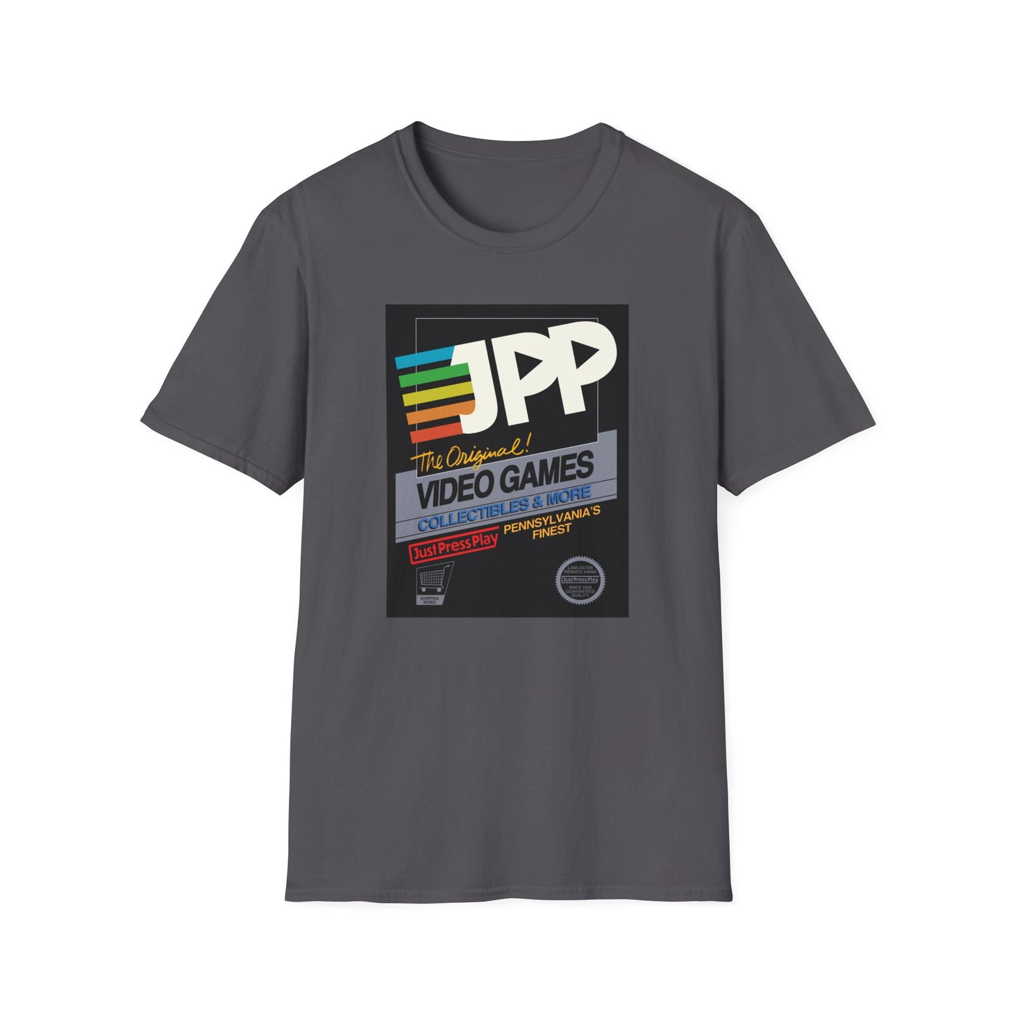 Just Press Play Unisex Softstyle T-Shirt - Black Box