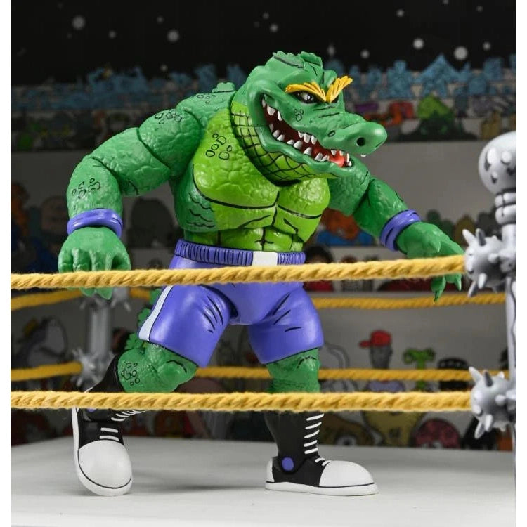 Teenage Mutant Ninja Turtles Adventures Stump Wrestling Leatherhead Archie Comics Action Figure - NECA