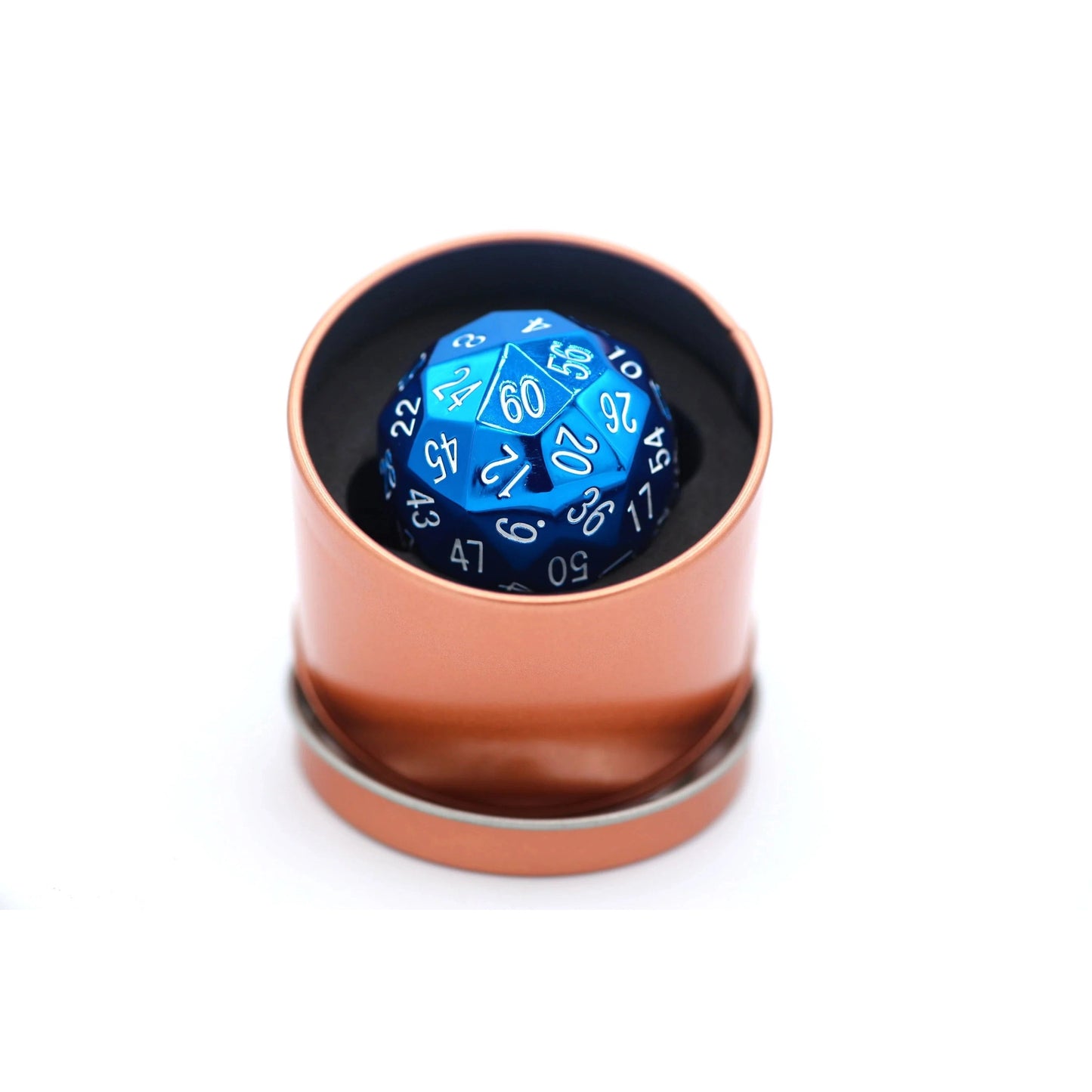 Titan's Fist Solid Metal D60 Die - Blue & White - Hymgho Dice