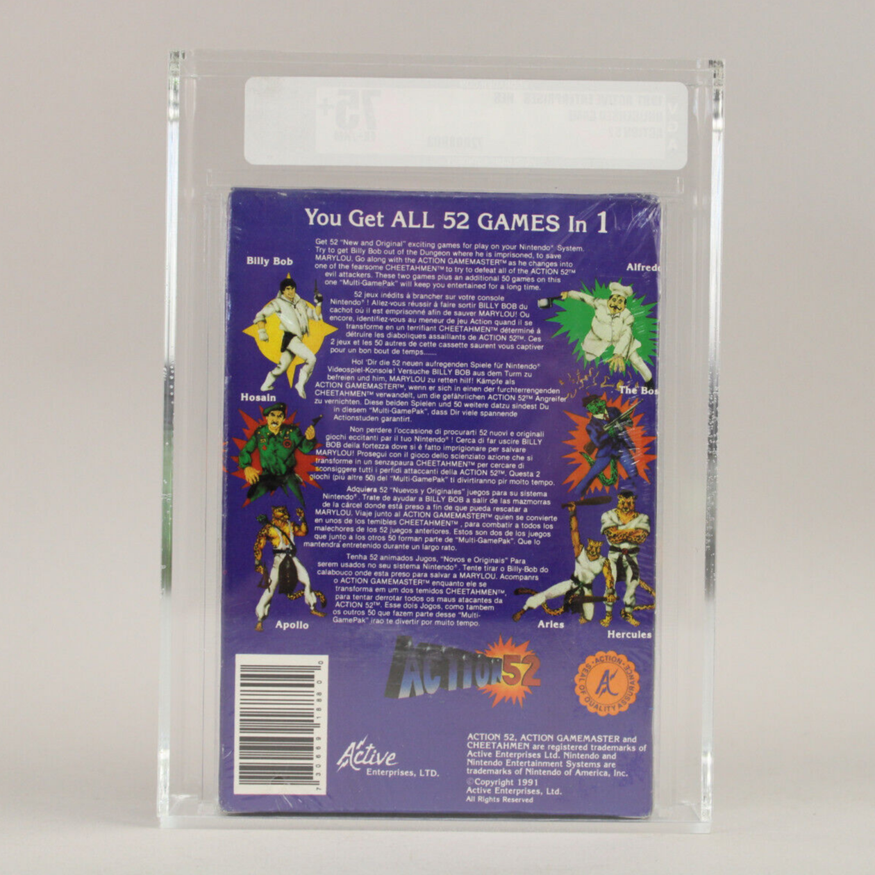 Action 52 Nintendo NES 1991 Active Ent. New Factory Sealed VGA Graded 75+ EX+/NM