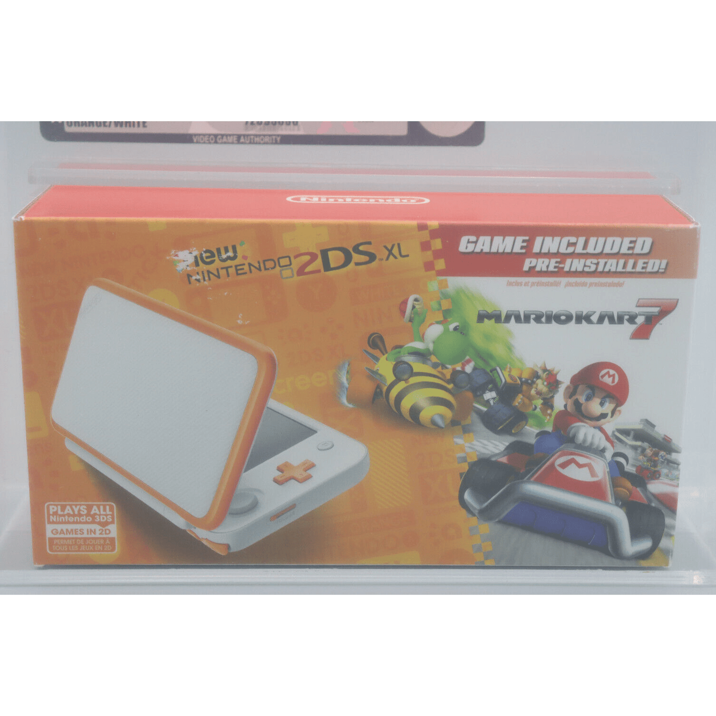 New Nintendo 2DS XL Mario Kart 7 Orange/White Game Console Bundle NIB VGA 80+ NM