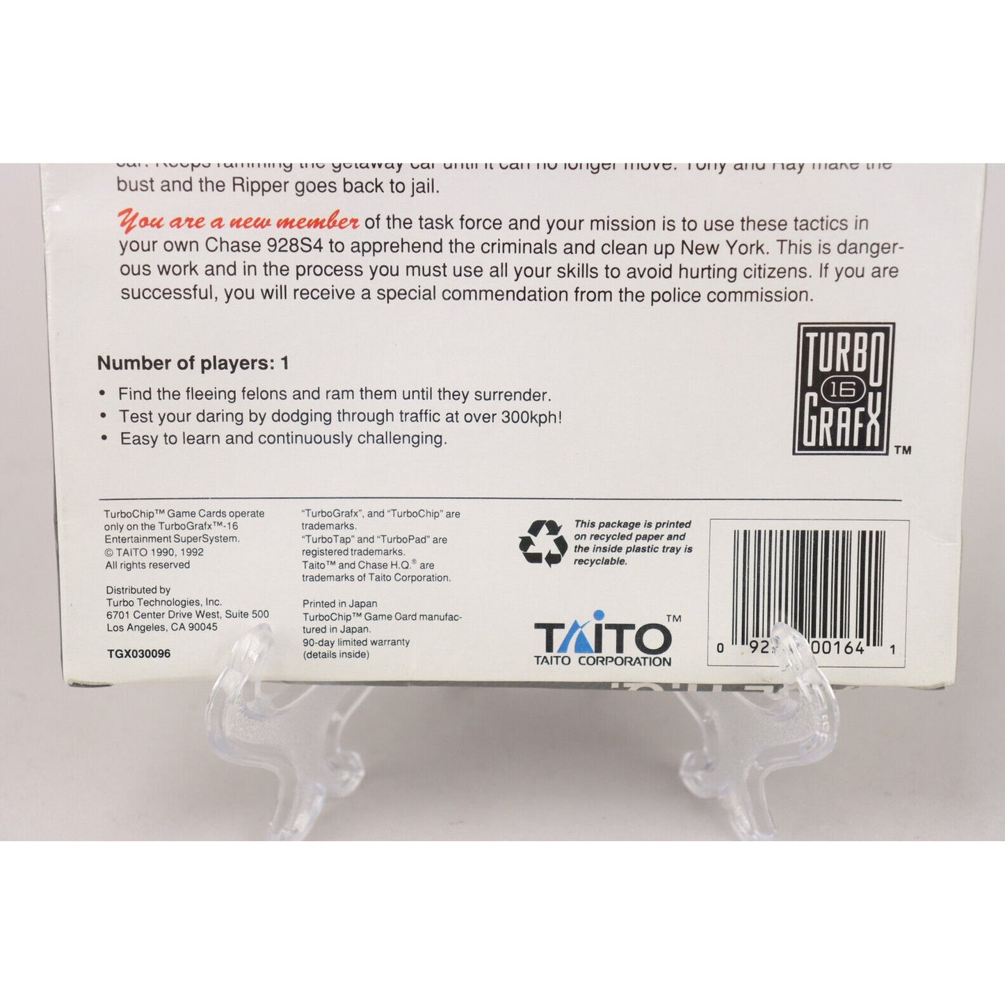 Chase H.Q. NEC TurboGrafx-16 TG16 1992 Taito New & Factory Sealed!