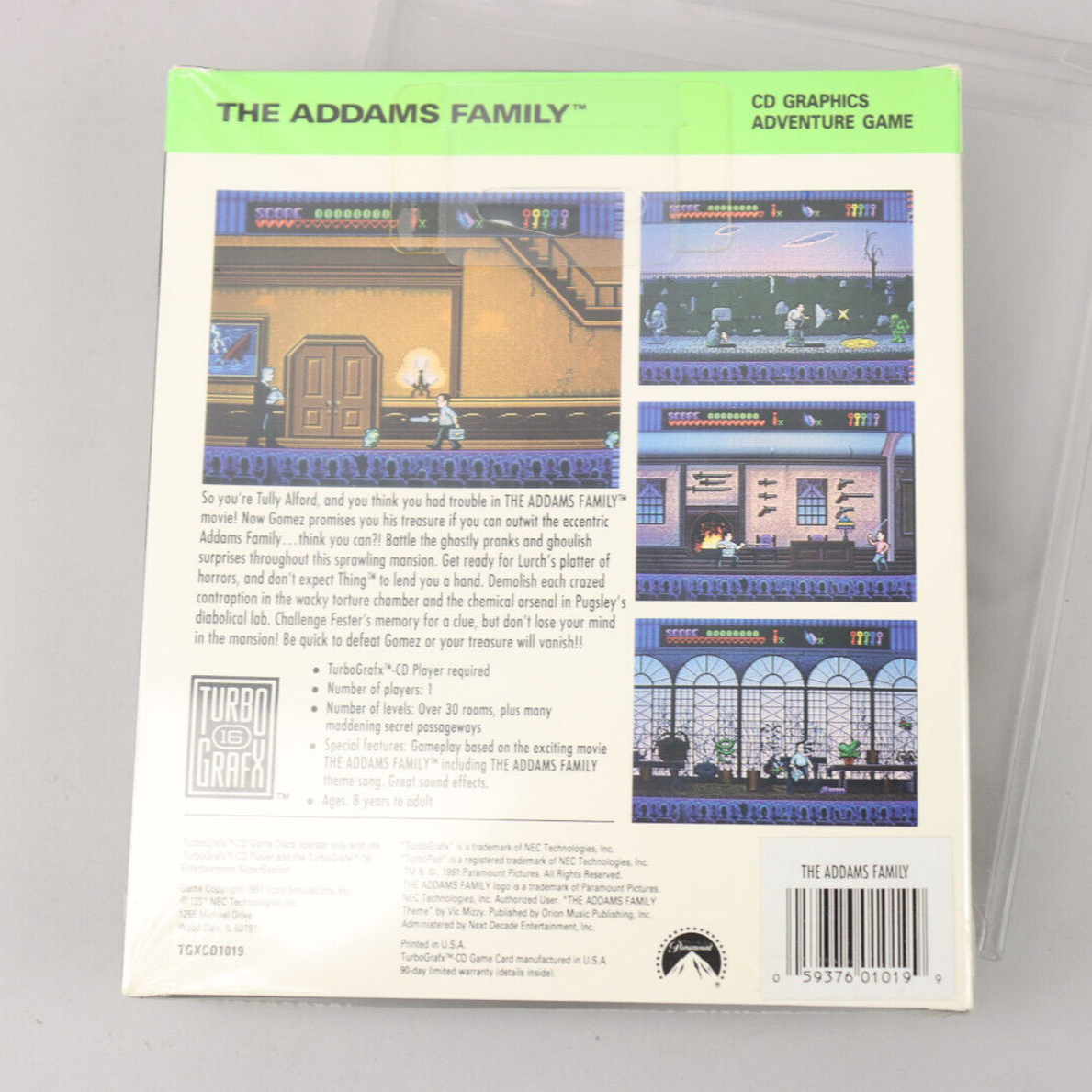 The Addams Family NEC TurboGrafx-CD TG16 1991 New Factory Sealed w/Box Protector