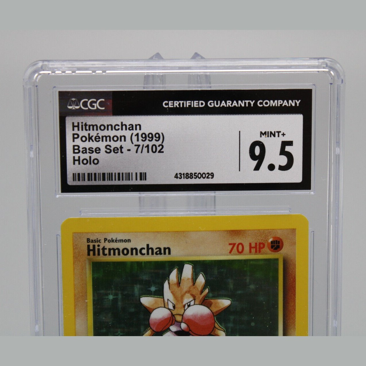 Pokemon TCG Hitmonchan Base Set Holo Card 7/102 CGC Graded 9.5 MINT+ 1999
