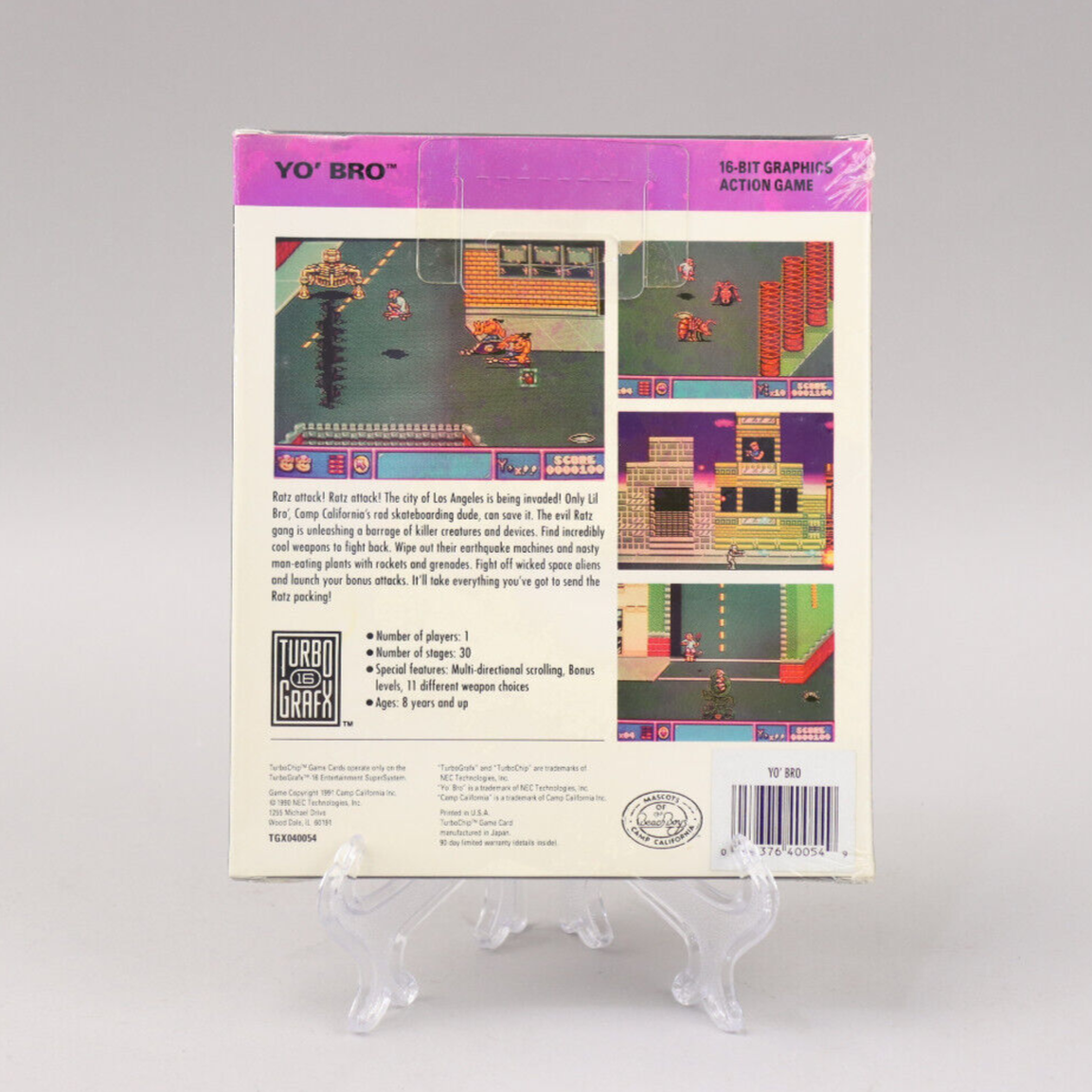 Yo' Bro NEC TurboGrafx-16 TG16 1990 Skateboarding Game New & Factory Sealed!