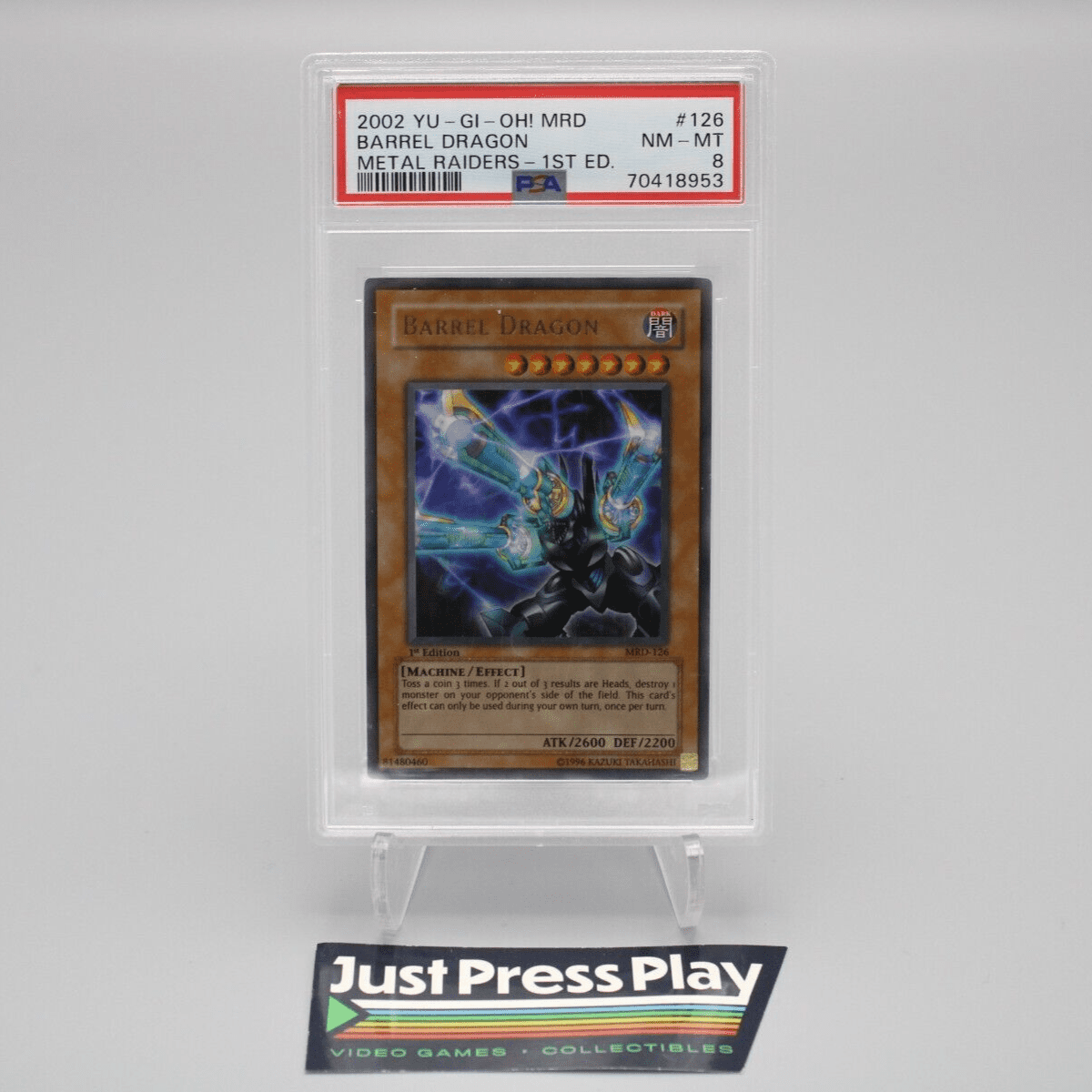 Yu-Gi-Oh MRD Metal Raiders #126 Barrel Dragon 1st Ed. PSA Graded 8 NM-MT 2002