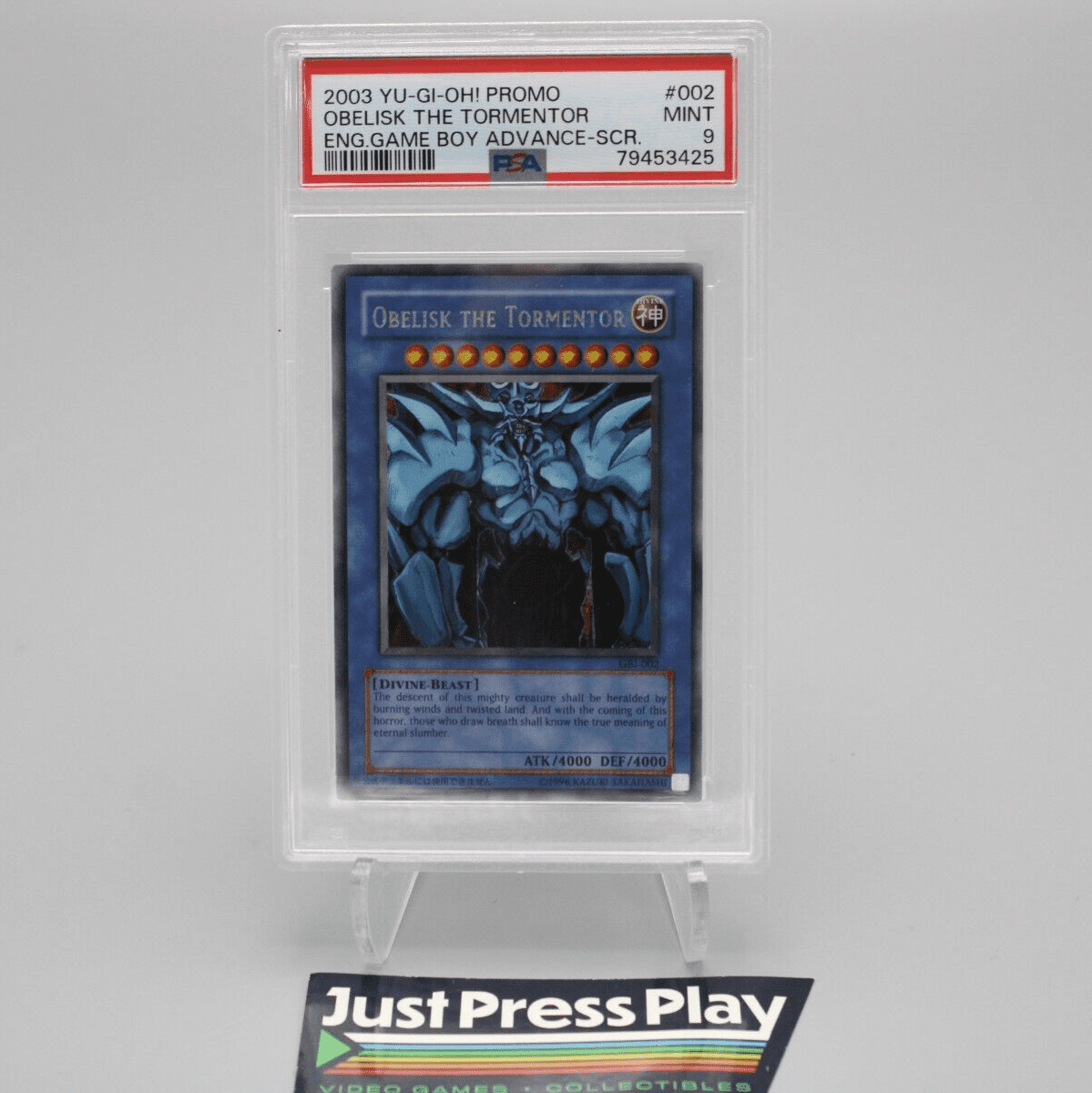 Yu-Gi-Oh English GBA #2 Obelisk the Tormentor Promo Card PSA Graded 9 MINT 2003 Yu-Gi-Oh English GBA #2 Obelisk the Tormentor Promo Card PSA Graded 9 MINT 2003