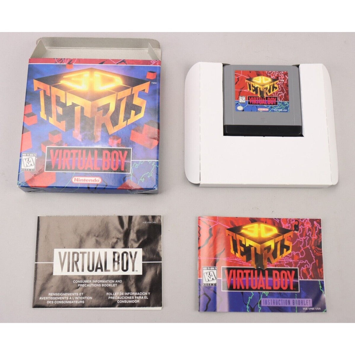3D Tetris Nintendo Virtual Boy VB 1996 EX/NM CIB Complete in Box w/Manual