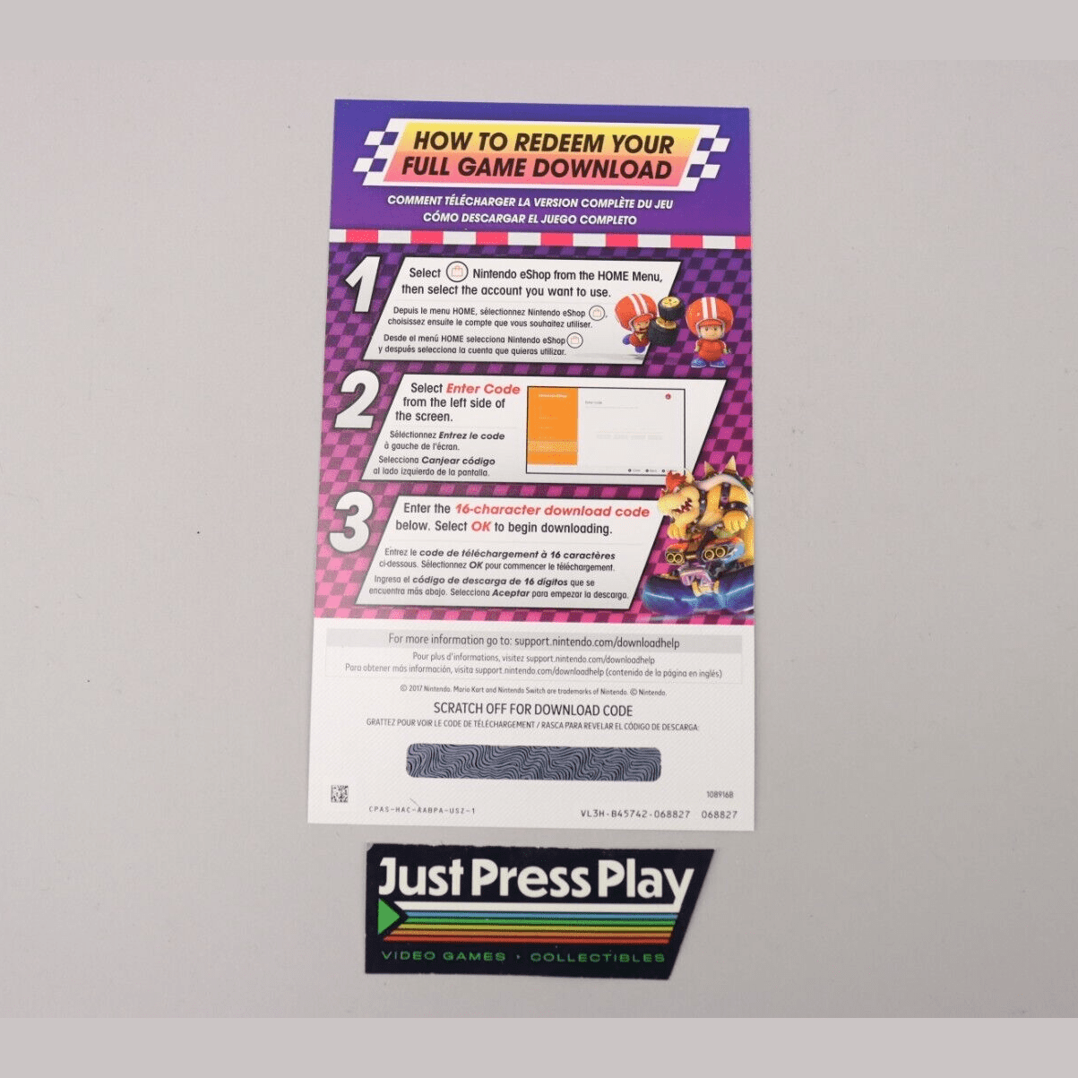 Mario Kart 8 Deluxe - Nintendo Switch Full Game Download Code Card