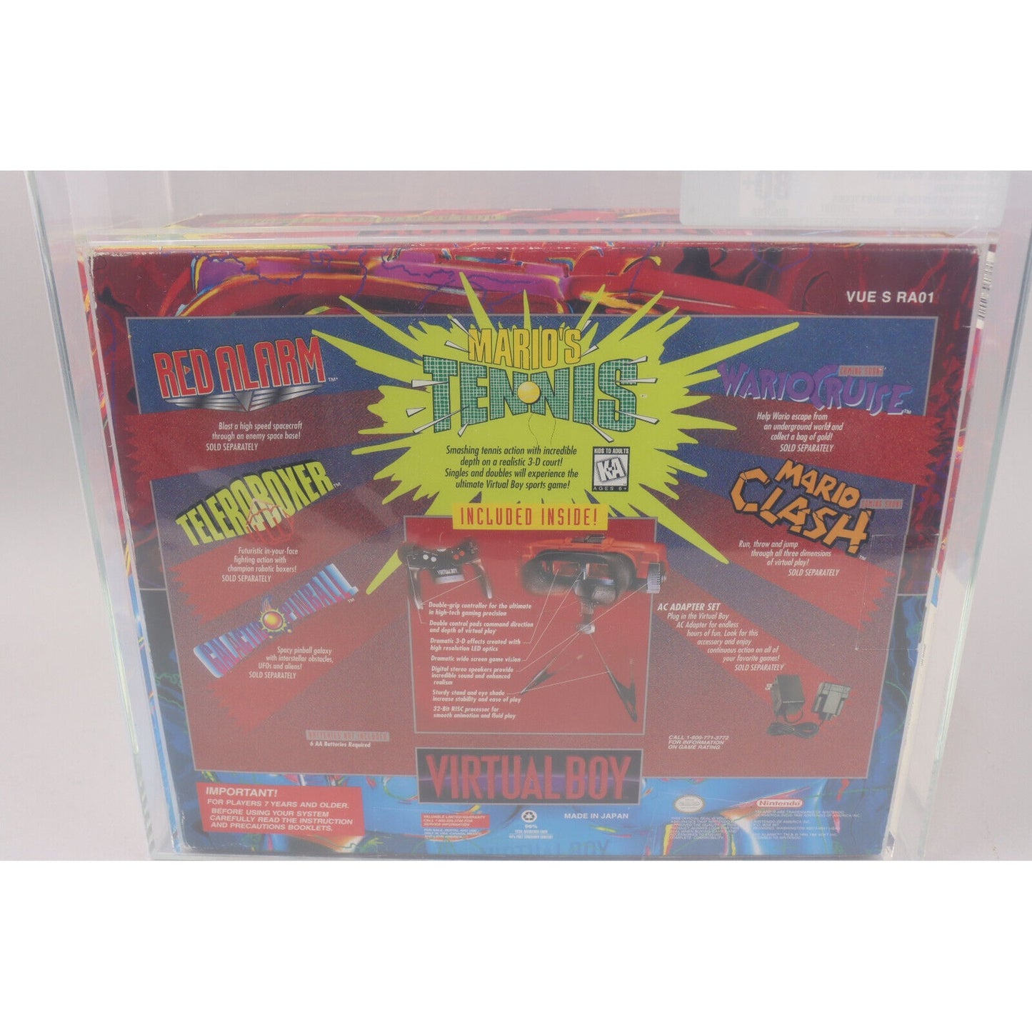 1995 Nintendo Virtual Boy System w/ Mario's Tennis VGA Graded 80+ NM Qualified