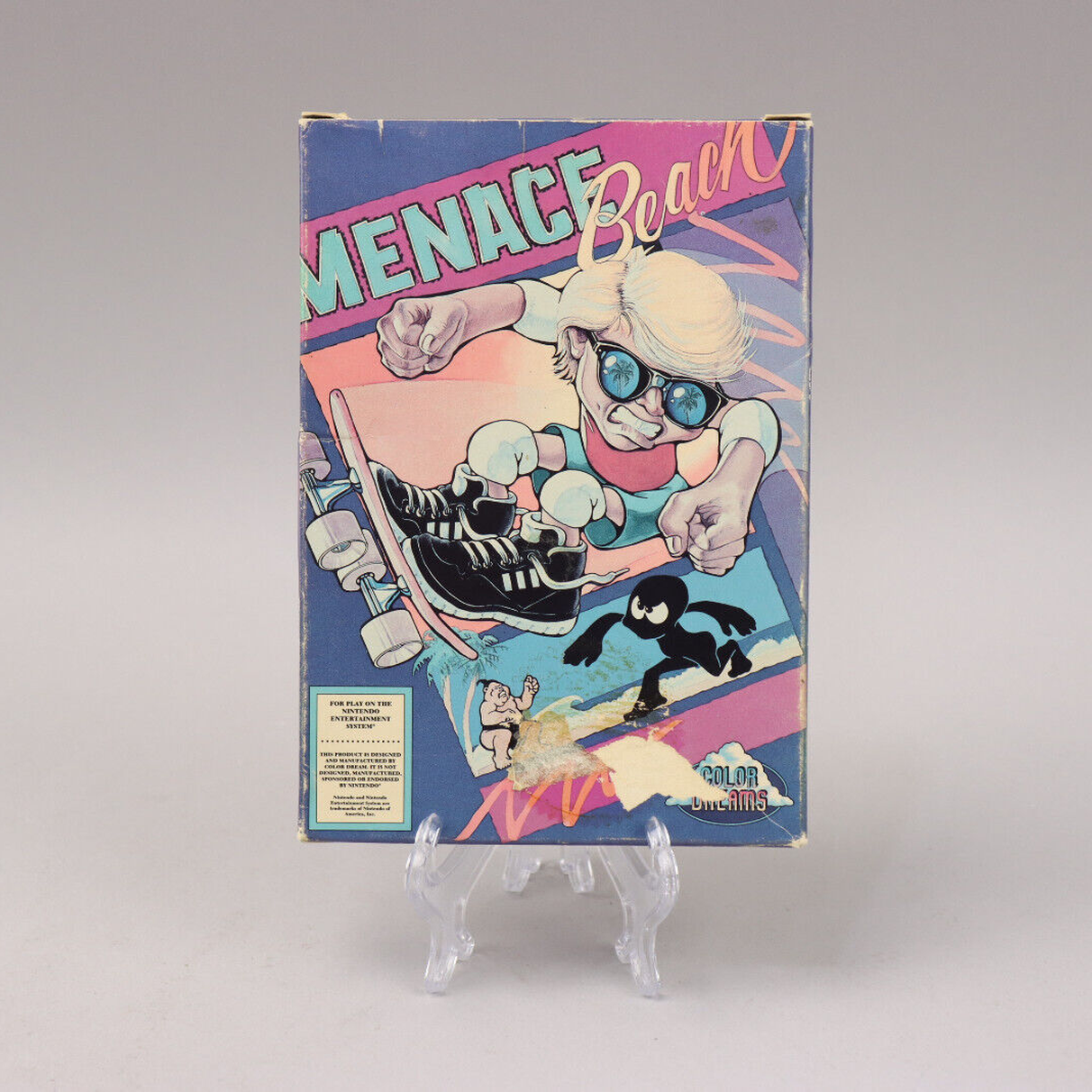 Menace Beach Nintendo NES Unlicensed 1990 Color Dreams CIB w/Manual & Box