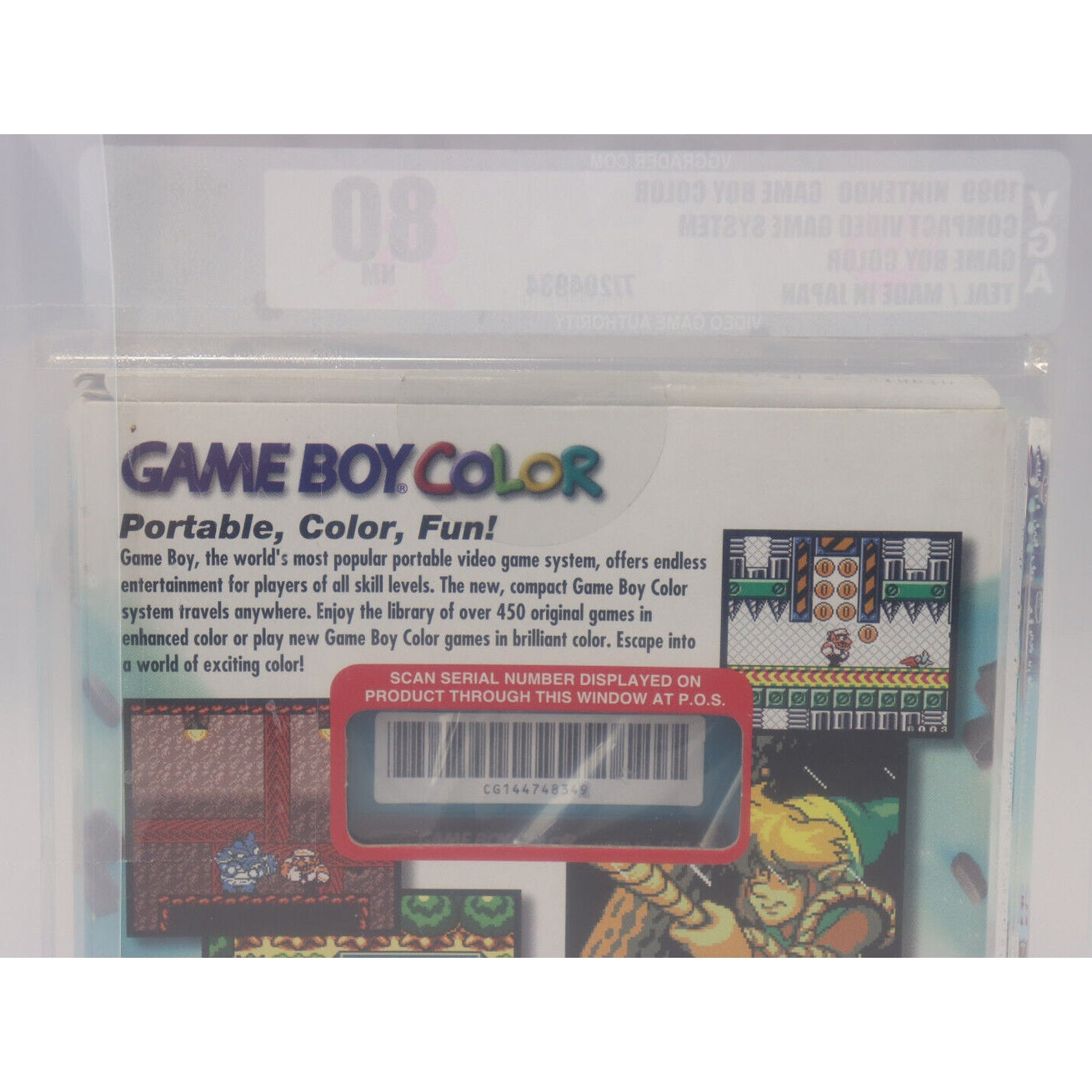 Nintendo Game Boy Color GBC Handheld System Teal NIB Brand New VGA Graded 80 NM