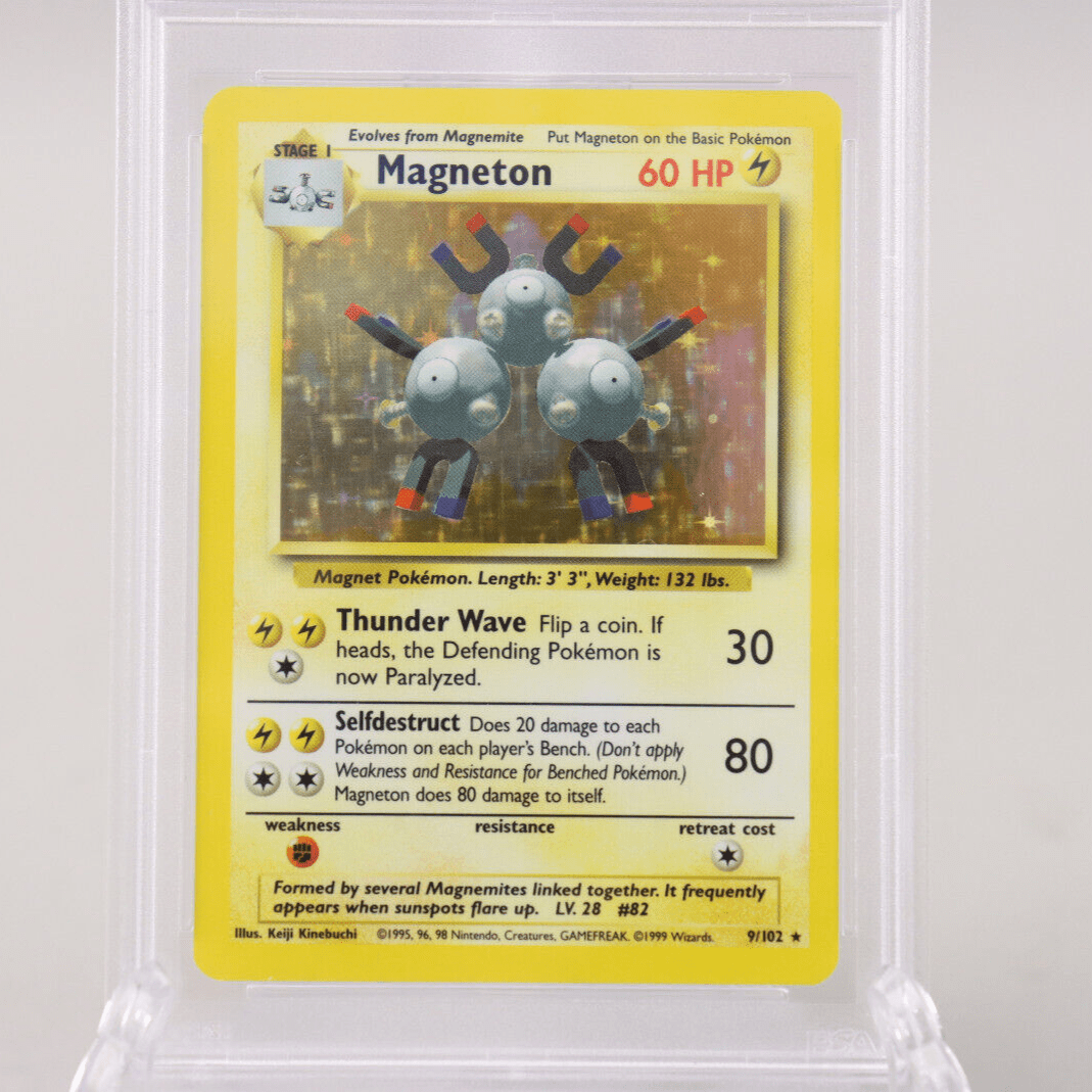 Pokemon TCG Magneton Holo Base Set Card #9/102 PSA Graded 9 MINT 1999