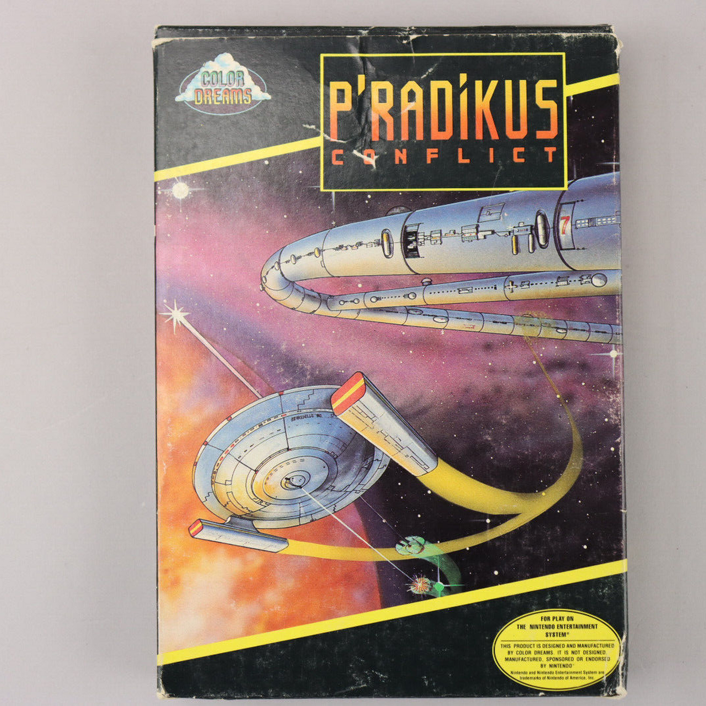 P'radikus Conflict Nintendo NES Blue Cart in Box No Manual 1990 Color Dreams