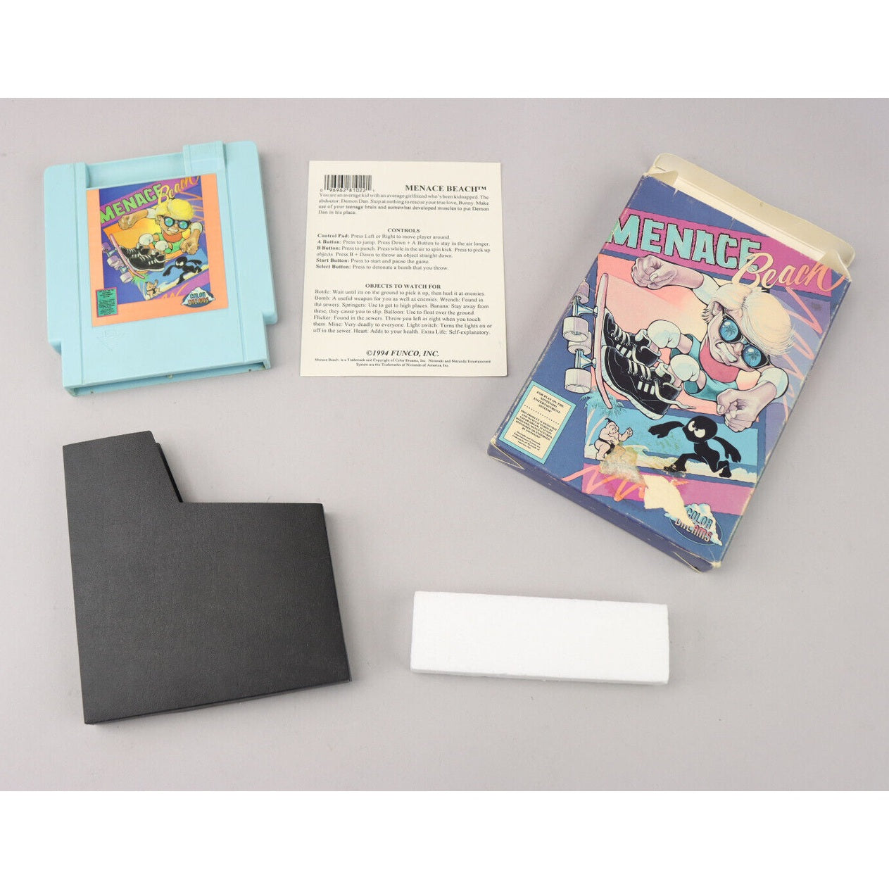 Menace Beach Nintendo NES Unlicensed 1990 Color Dreams CIB w/Manual & Box