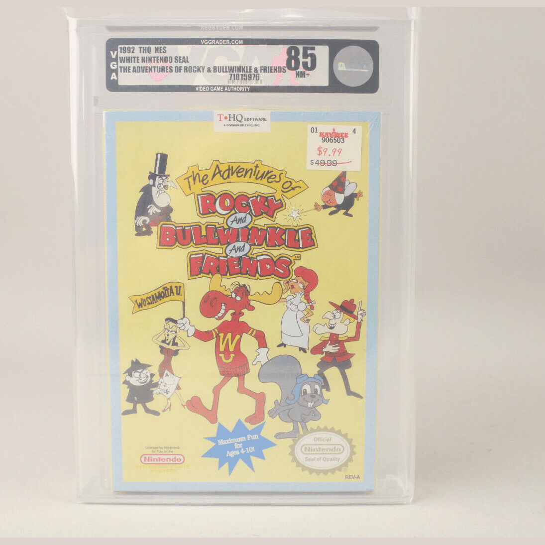 Adventures of Rocky & Bullwinkle & Friends Nintendo NES Sealed VGA Graded 85 NM+