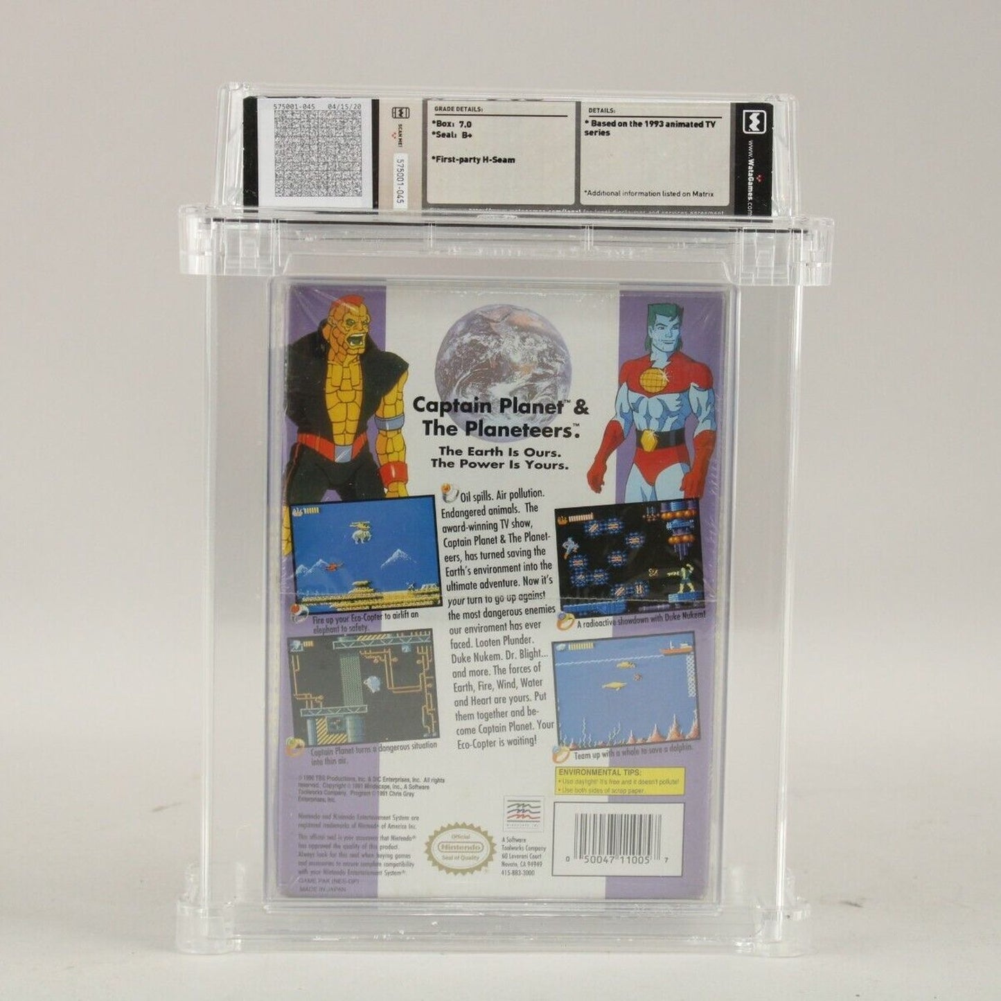 Captain Planet and the Planeteers NES Brand New Sealed H-Seam Wata Graded 7.0 B+