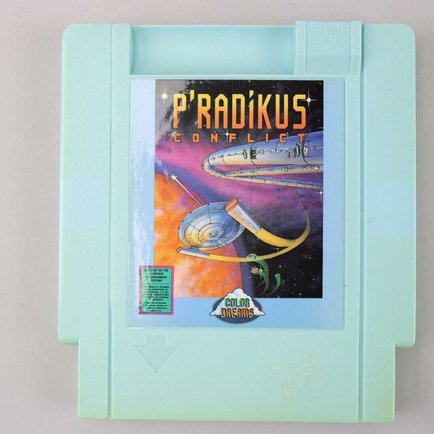 P'radikus Conflict Nintendo NES Blue Cart in Box No Manual 1990 Color Dreams