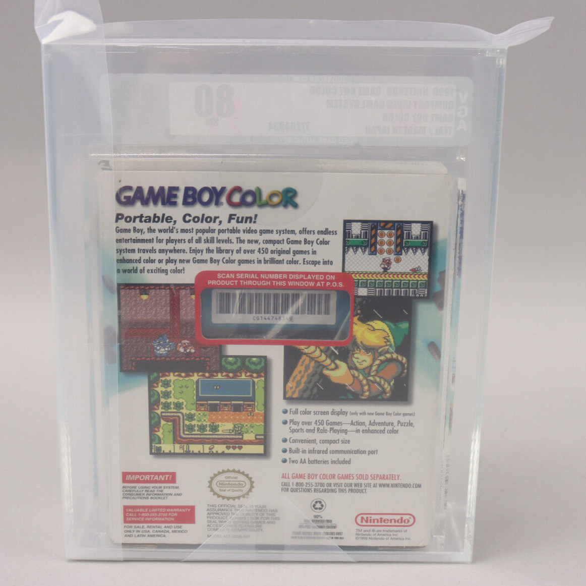 Nintendo Game Boy Color GBC Handheld System Teal NIB Brand New VGA Graded 80 NM