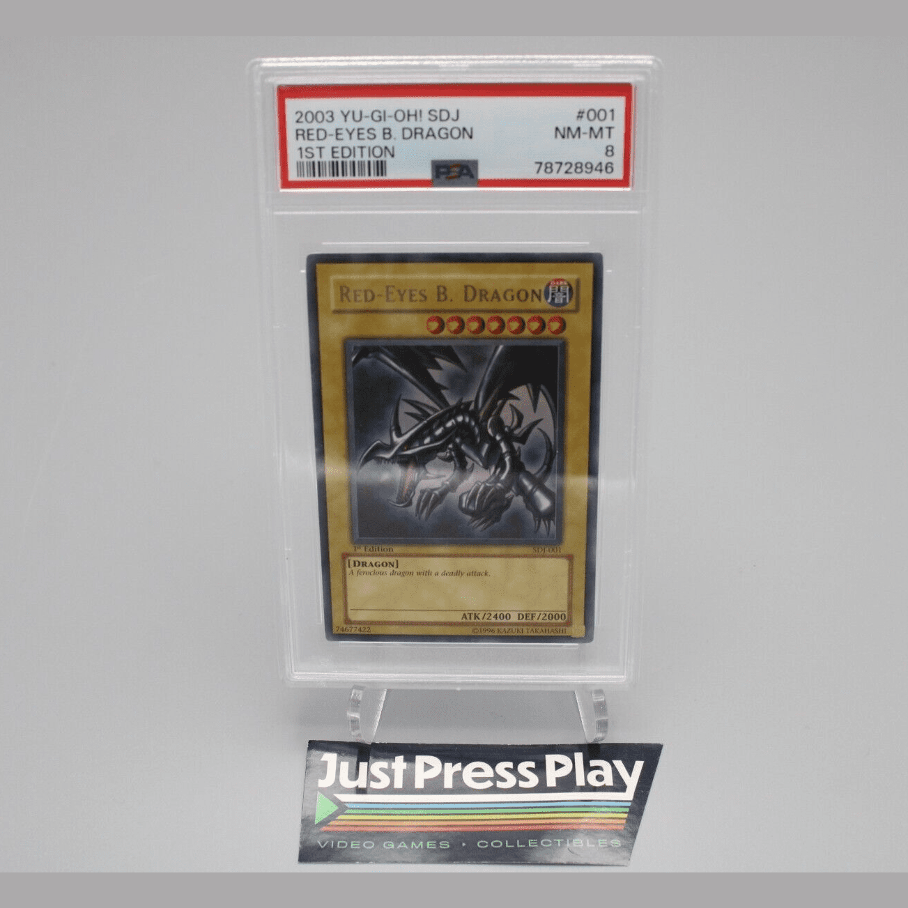 Yu-Gi-Oh SDJ #1 Red-Eyes B. Dragon Card 1st Edition PSA Graded 8 NM-MT 2003