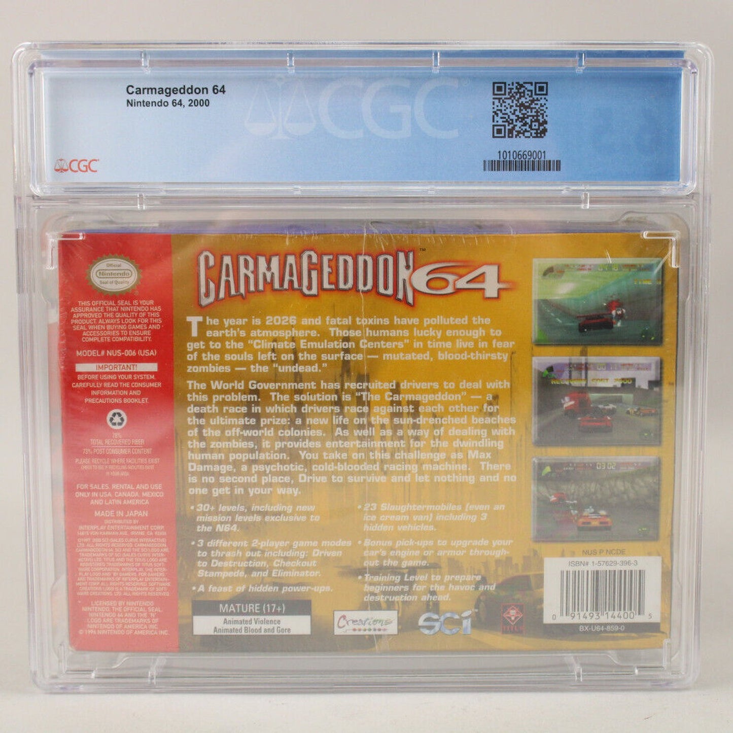 Carmageddon 64 Nintendo N64 New Sealed CGC Graded 6.5 B Ex. Low Pop! VGA Wata