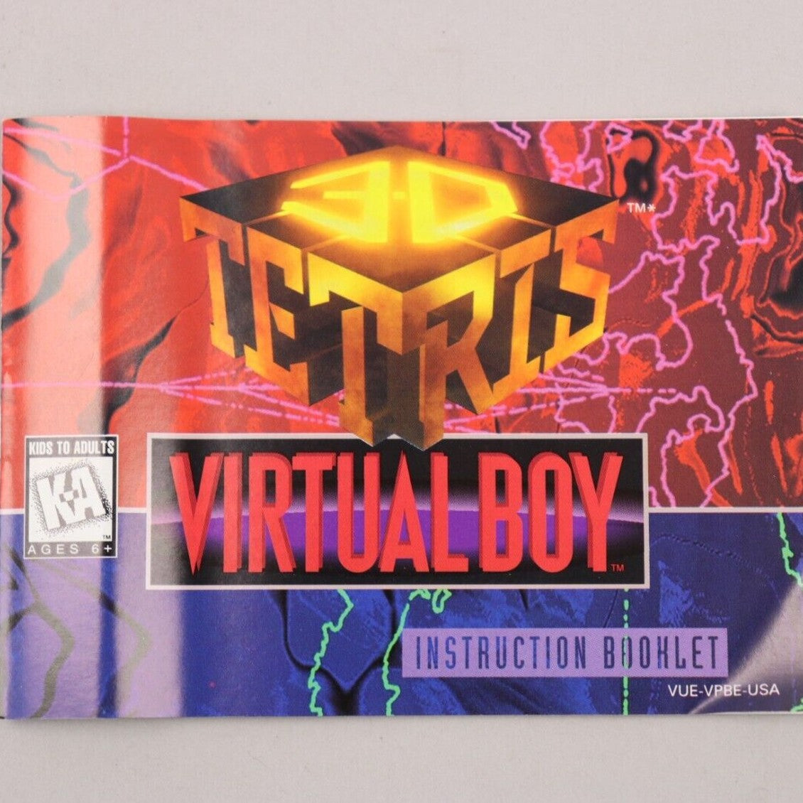 3D Tetris Nintendo Virtual Boy VB 1996 EX/NM CIB Complete in Box w/Manual