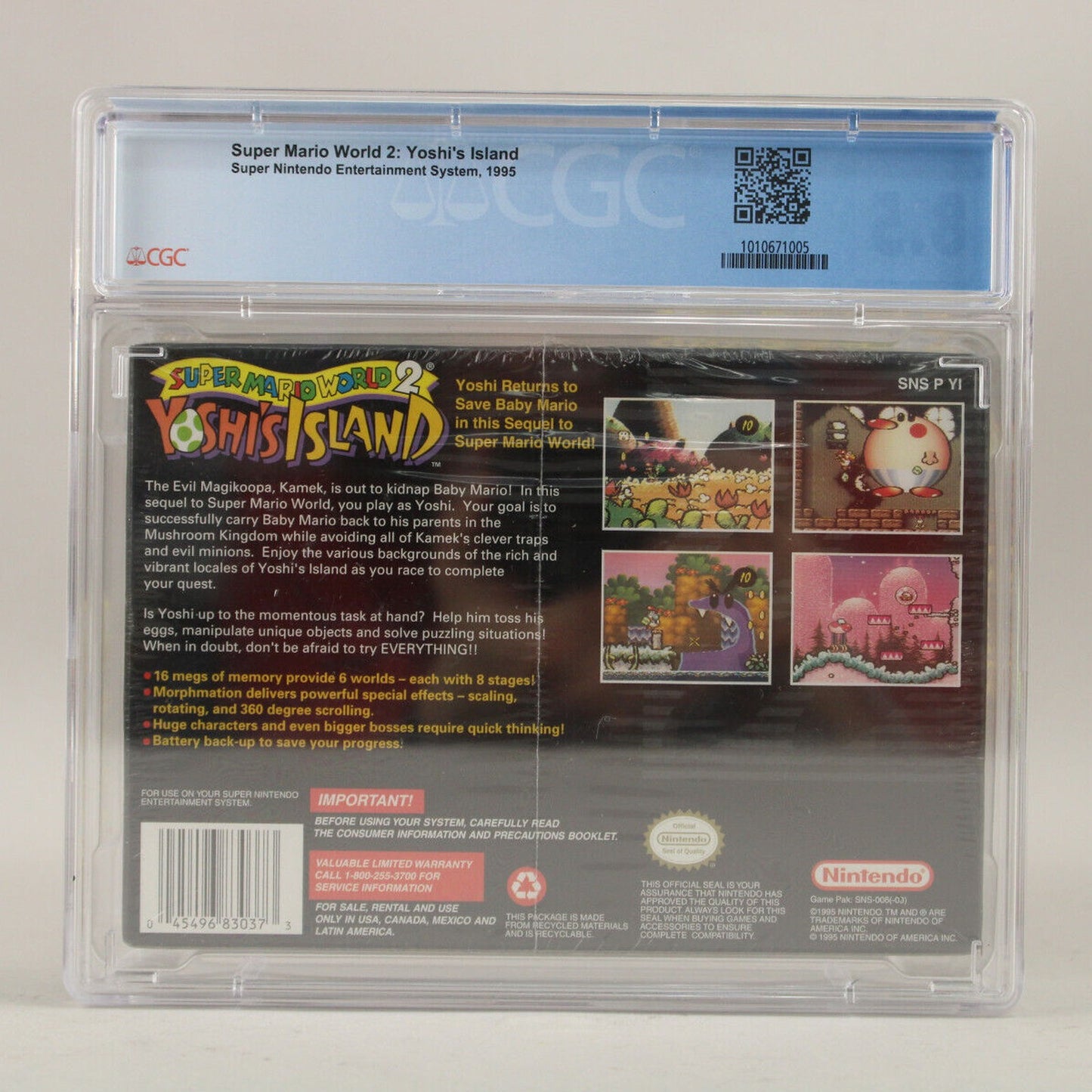 Super Mario World 2: Yoshi's Island Nintendo SNES New CGC Graded 8.5 A+ VGA Wata