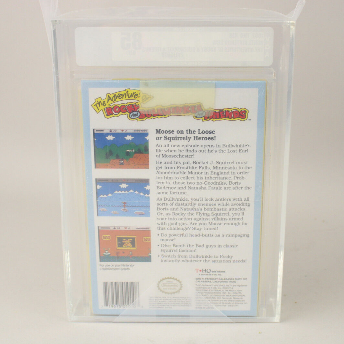 Adventures of Rocky & Bullwinkle & Friends Nintendo NES Sealed VGA Graded 85 NM+