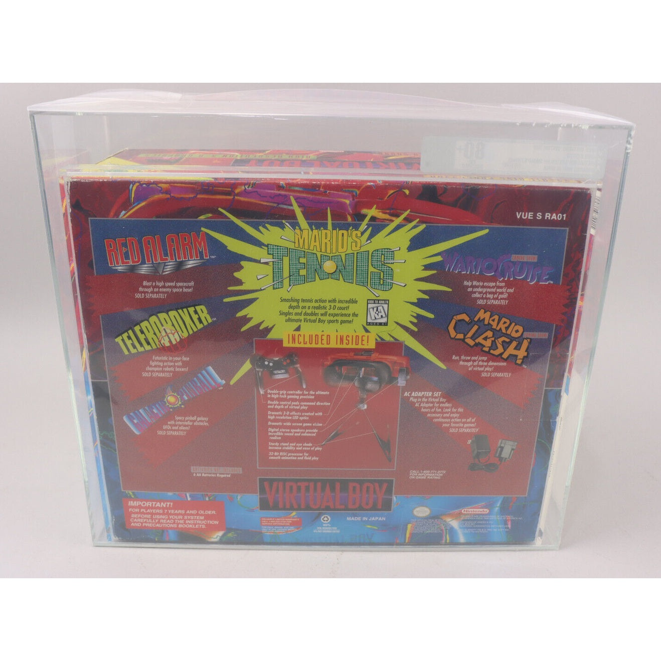 1995 Nintendo Virtual Boy System w/ Mario's Tennis VGA Graded 80+ NM Qualified