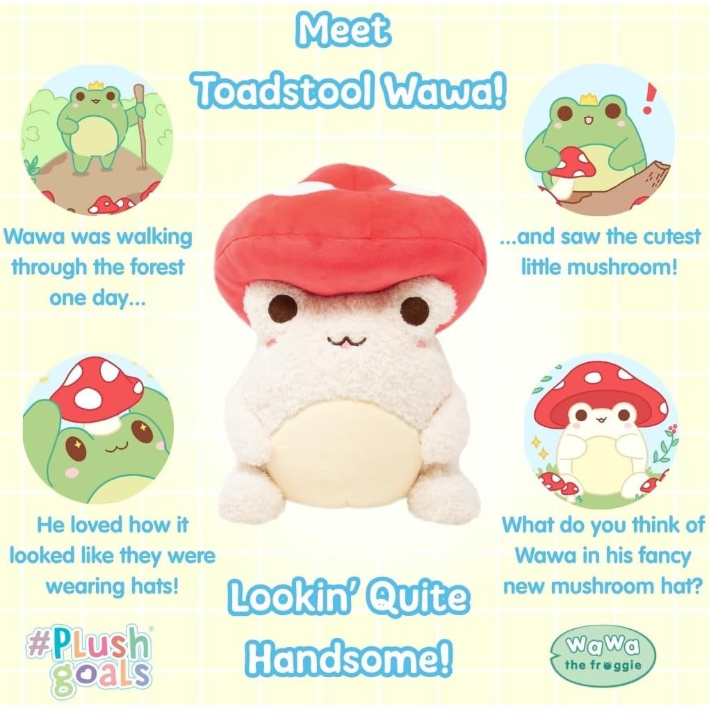 PlushGoals Toadstool Wawa Frog Plush - Cute Stuffed Animal - Cuddle Barn