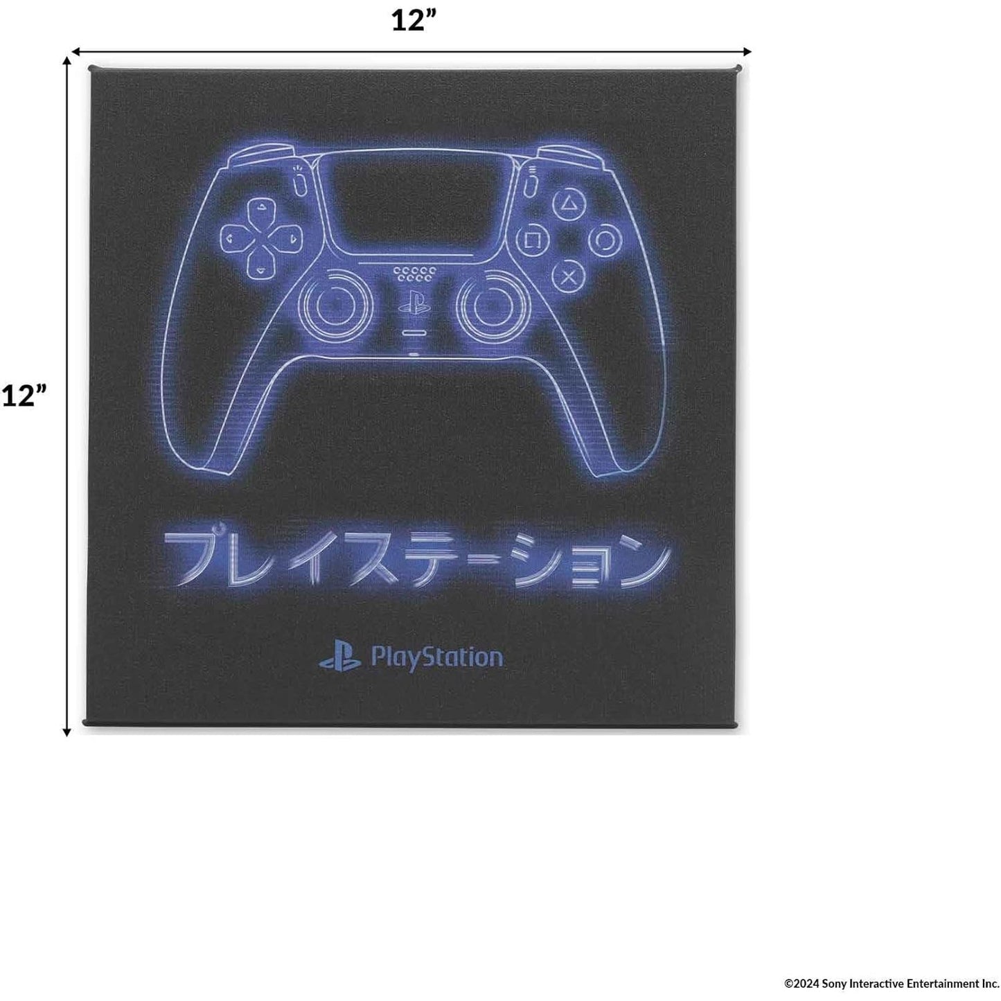 Playstation Blue Neon Controller Art Print on Gallery Wrapped Canvas - Sony, Open Road Brands