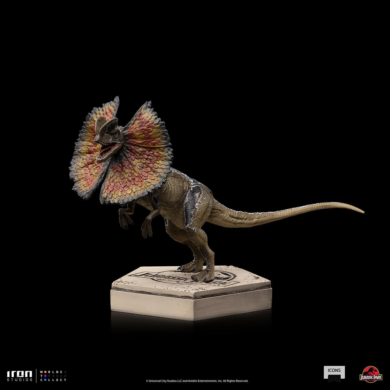 Jurassic Park Icons Dilophosarus Collectible Statue - 3.5" PVC Dinosaur Figure - Iron Studios