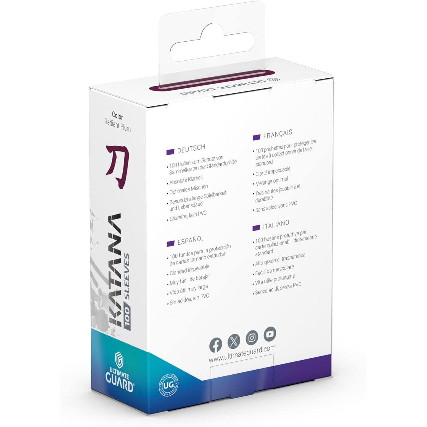 Katana TCG Card Protector Sleeves - 100 Ct., Radiant Plum, Standard Size - Ultimate Guard