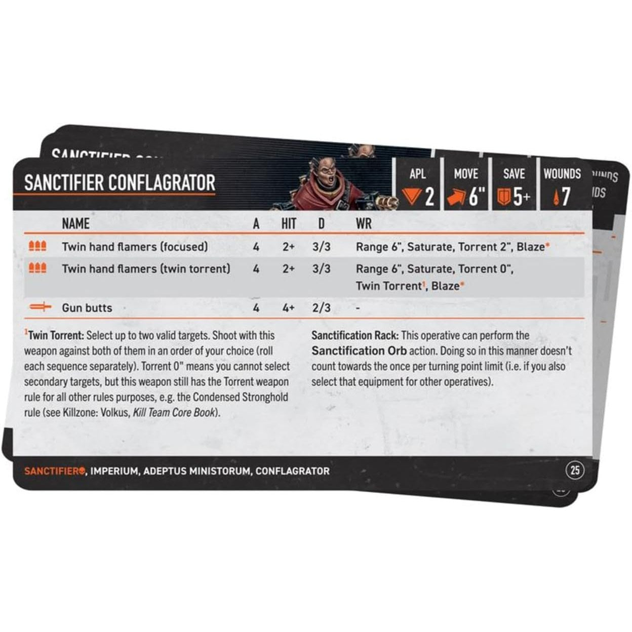 Warhammer 40,000 Kill Team Sanctifiers Data Cards - 37 Cards - Games Workshop