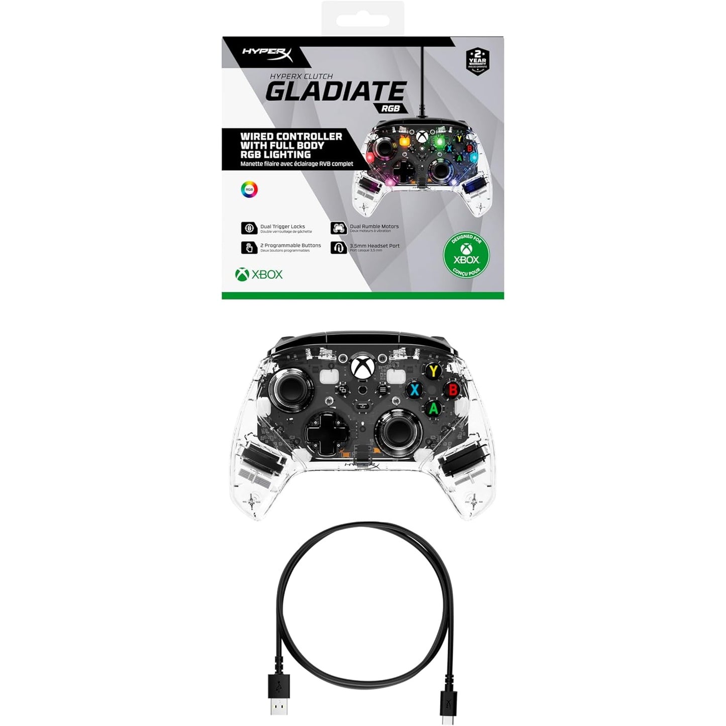 Clutch Gladiate Wired Controller - Xbox Series X|S, Xbox One, Windows - HyperX