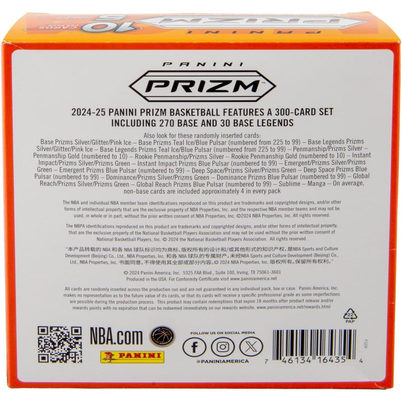 2024-25 Prizm Basketball NBA Mega Box - 5 Packs, 50 Cards - Panini