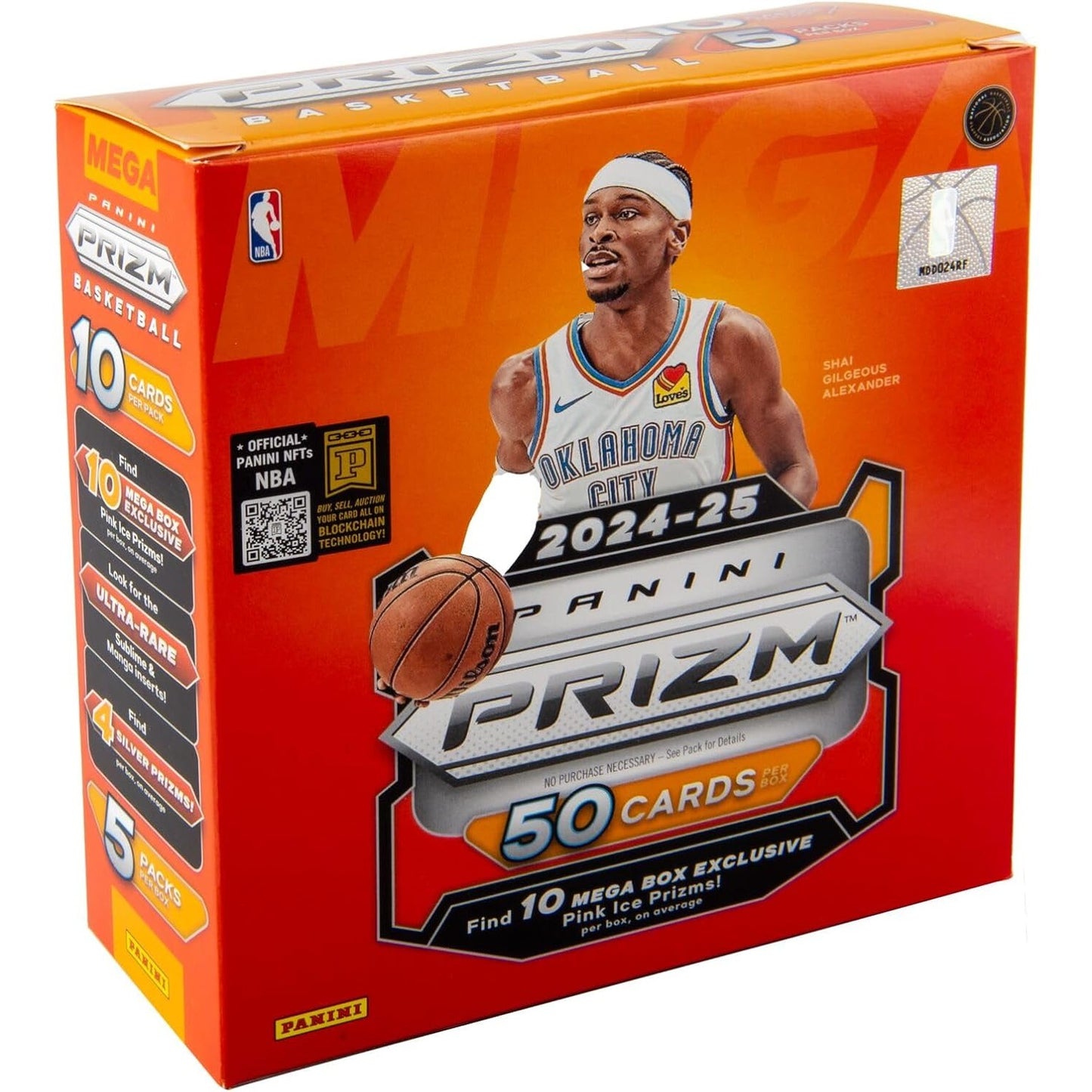 2024-25 Prizm Basketball NBA Mega Box - 5 Packs, 50 Cards - Panini