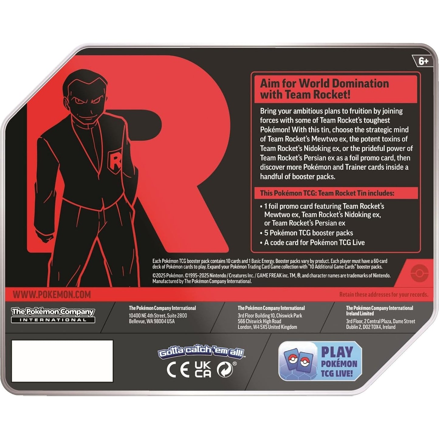Pokemon TCG: Team Rocket Tin - Mewtwo ex