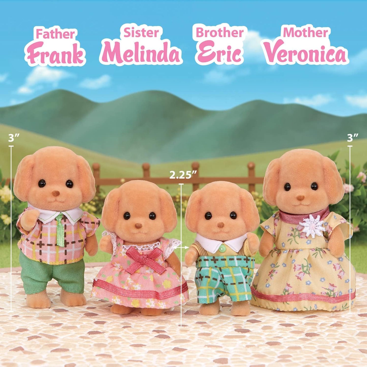 Calico Critters Toy Poodle Family Doll Set - 4 Puppy Dog Figures - Epoch Everlasting Play