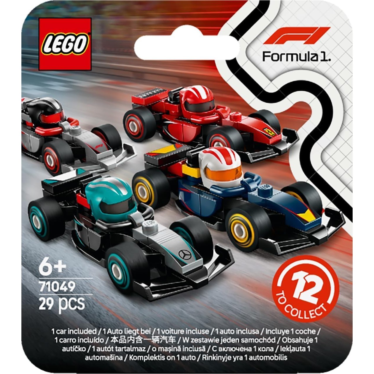 F1 Collectible Race Cars Blind Box - 1 Random Kit, 12 Possible Designs - LEGO #71049