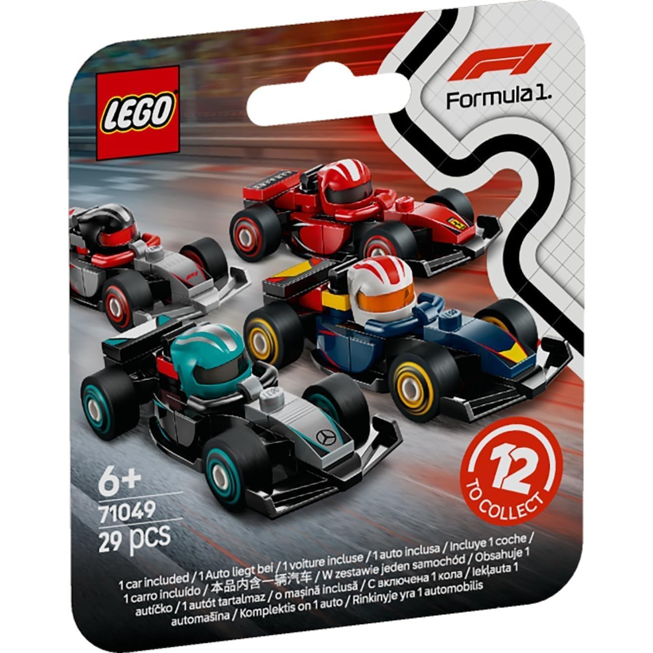 F1 Collectible Race Cars Blind Box - 1 Random Kit, 12 Possible Designs - LEGO #71049
