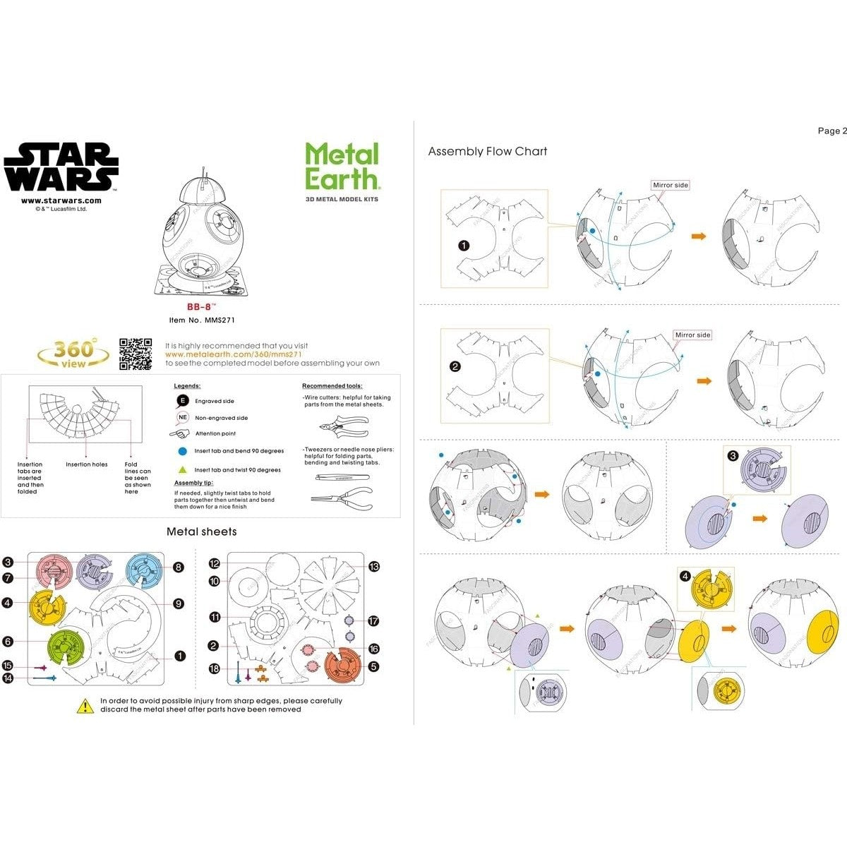 Star Wars BB-8 3D Metal Model Kit - Metal Earth