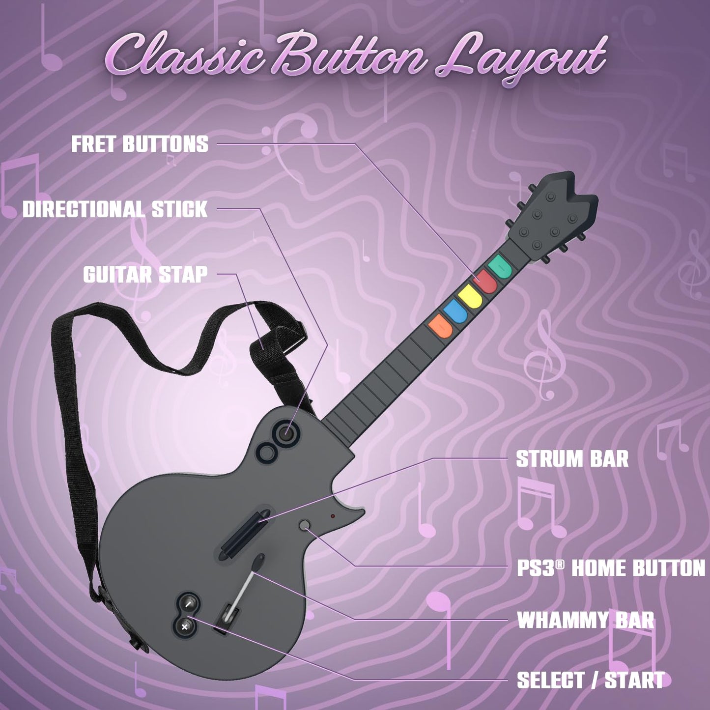 Hyper Jammer Wireless Guitar Controller - PlayStation 3 & PC, Guitar Hero, Rock Band & Clone Hero - Hyperkin