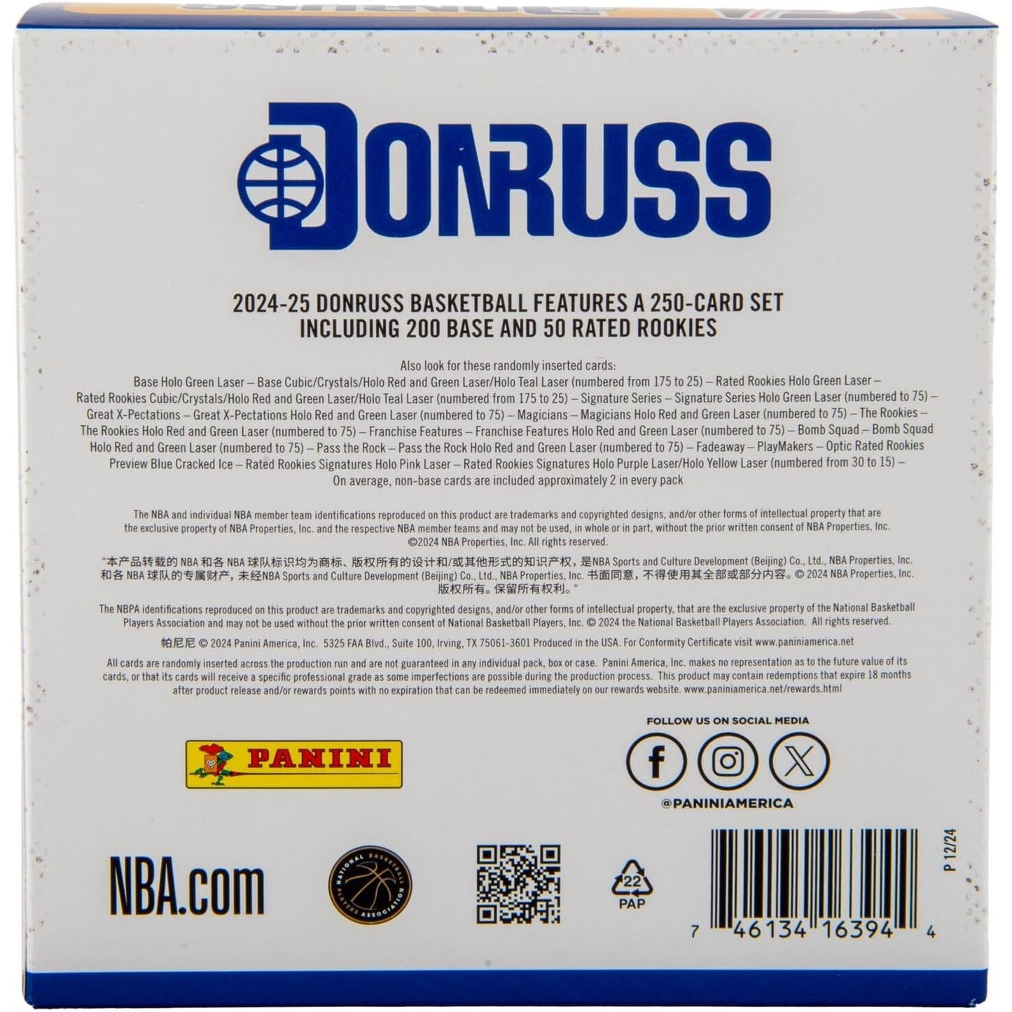 2024-25 Donruss NBA Basketball Trading Cards Mega Box - 10 Packs, 150 Cards - Panini