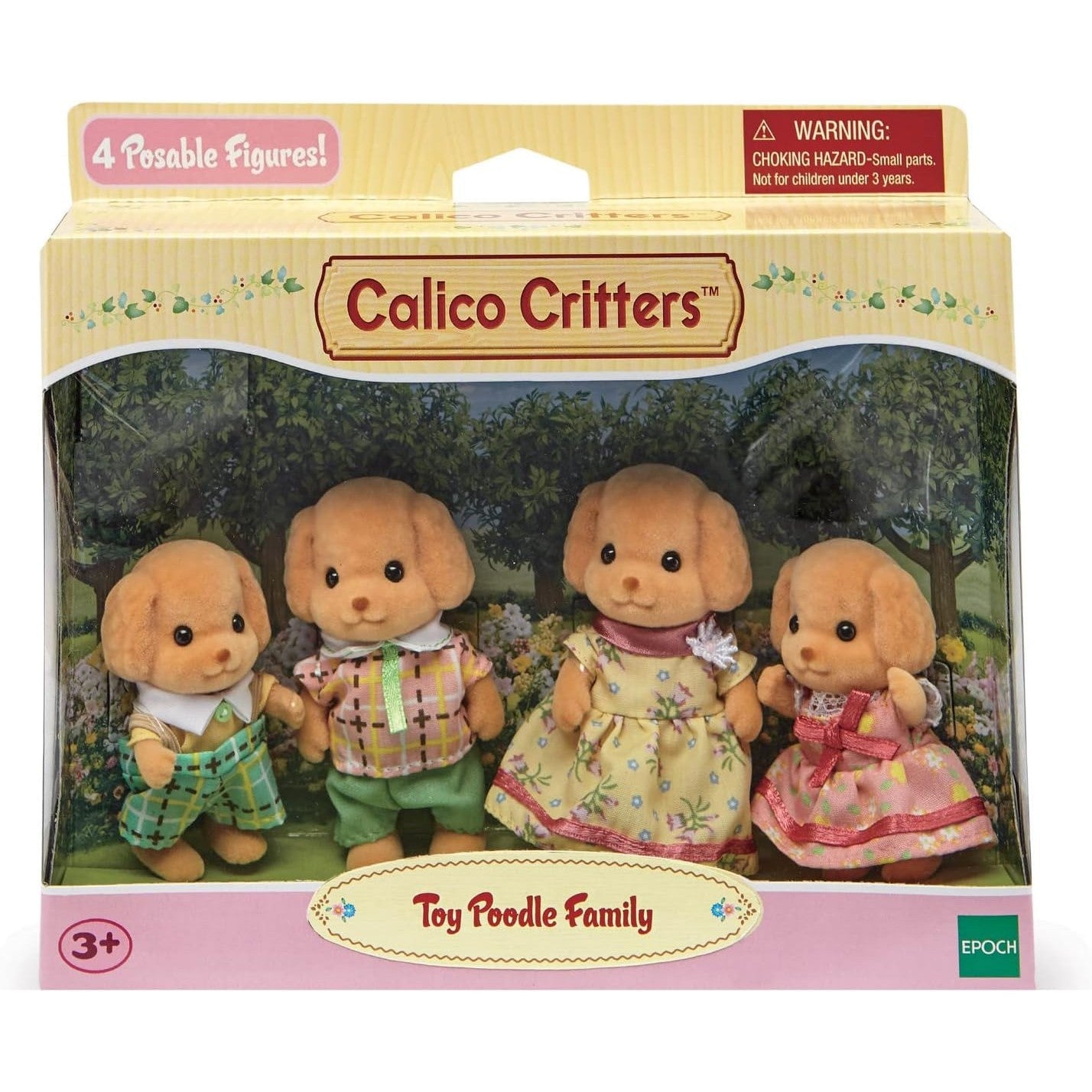 Calico Critters Toy Poodle Family Doll Set - 4 Puppy Dog Figures - Epoch Everlasting Play
