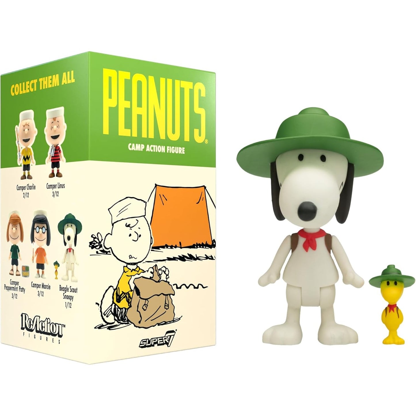 Peanuts Camp Action Figure Blind Box - 1 Random Figure, 5 Possible Designs - Super7 ReAction Figures Wave 3