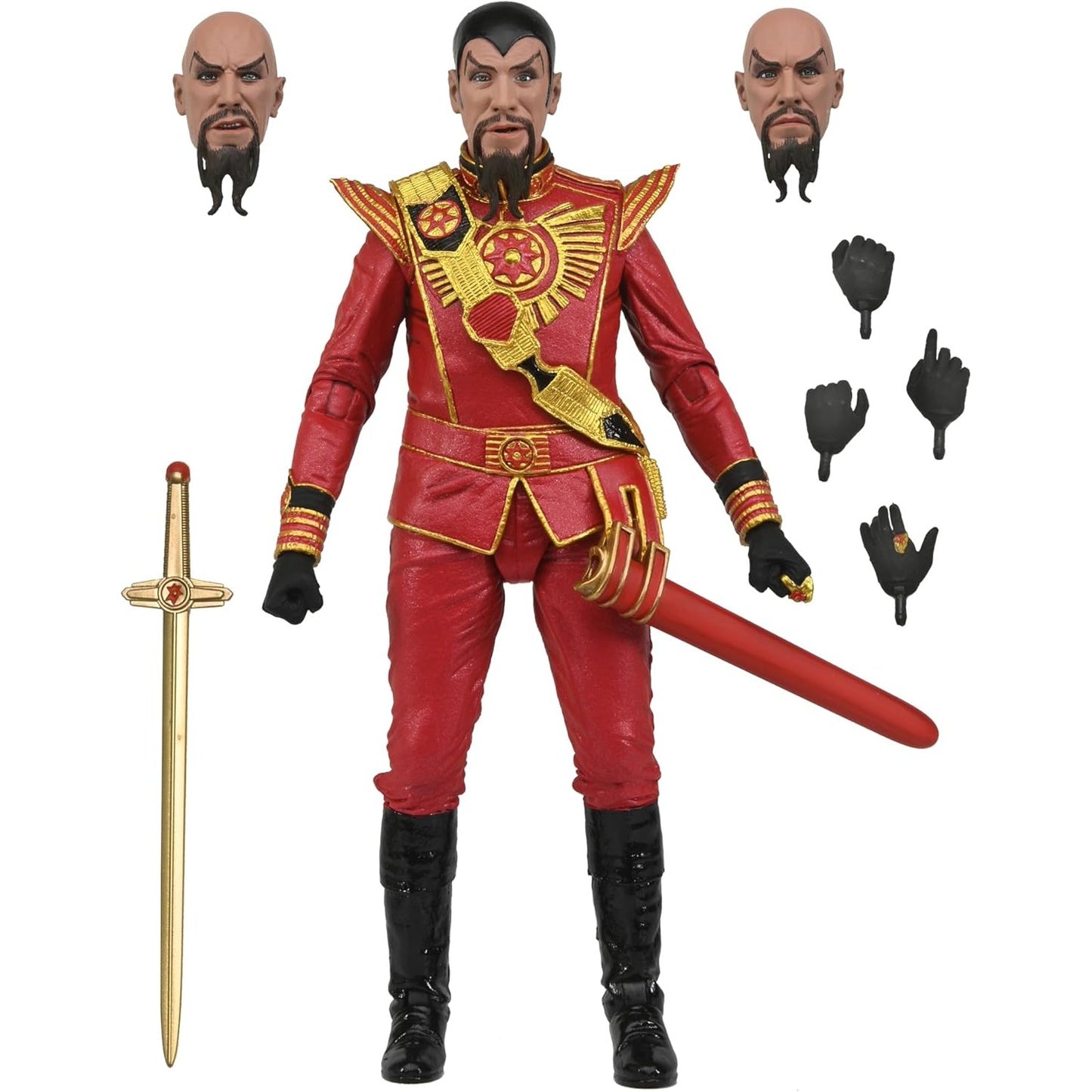 Flash Gordon Ultimate Ming the Merciless Red Military Outfit Action Figure - King Features - NECA