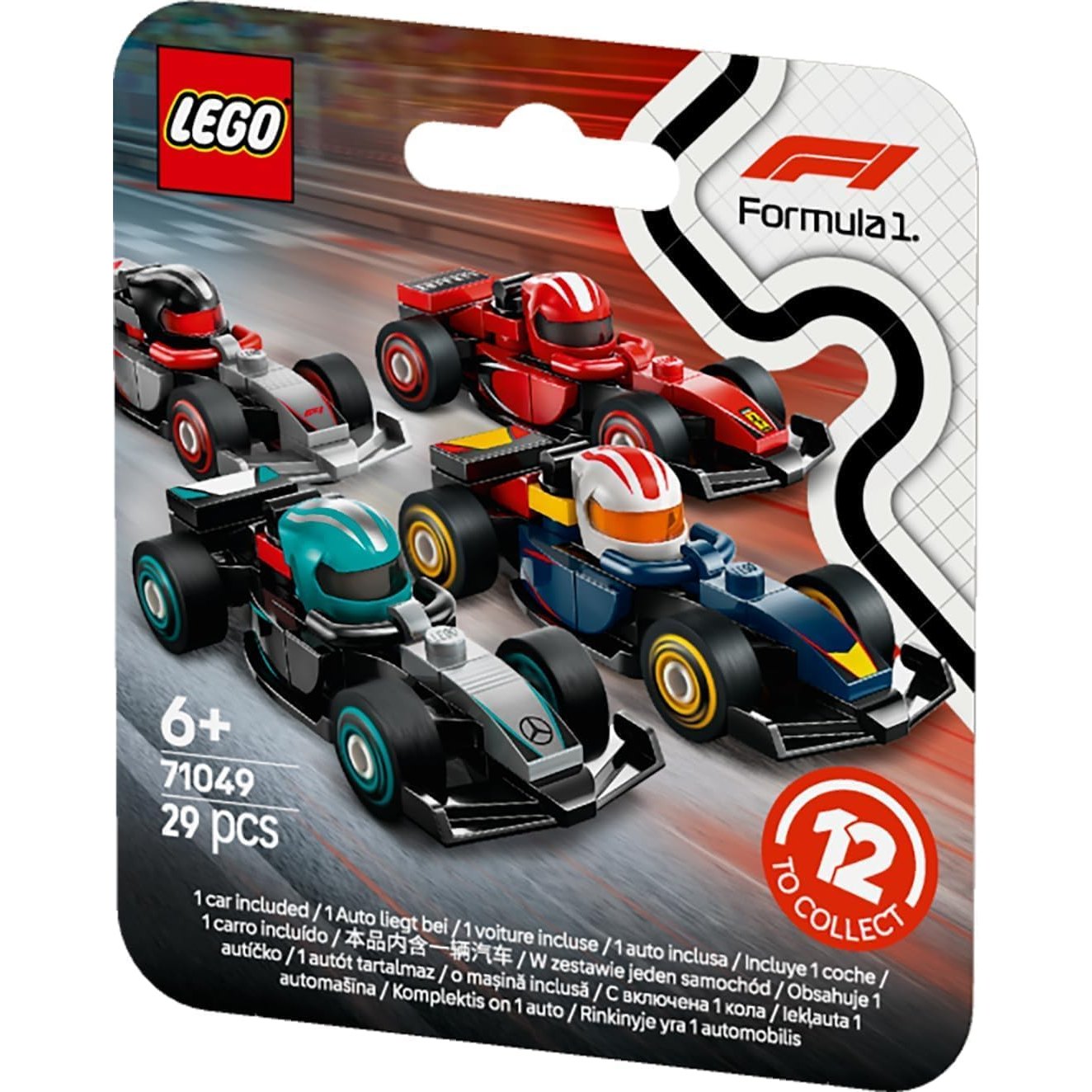 F1 Collectible Race Cars Blind Box - 1 Random Kit, 12 Possible Designs - LEGO #71049